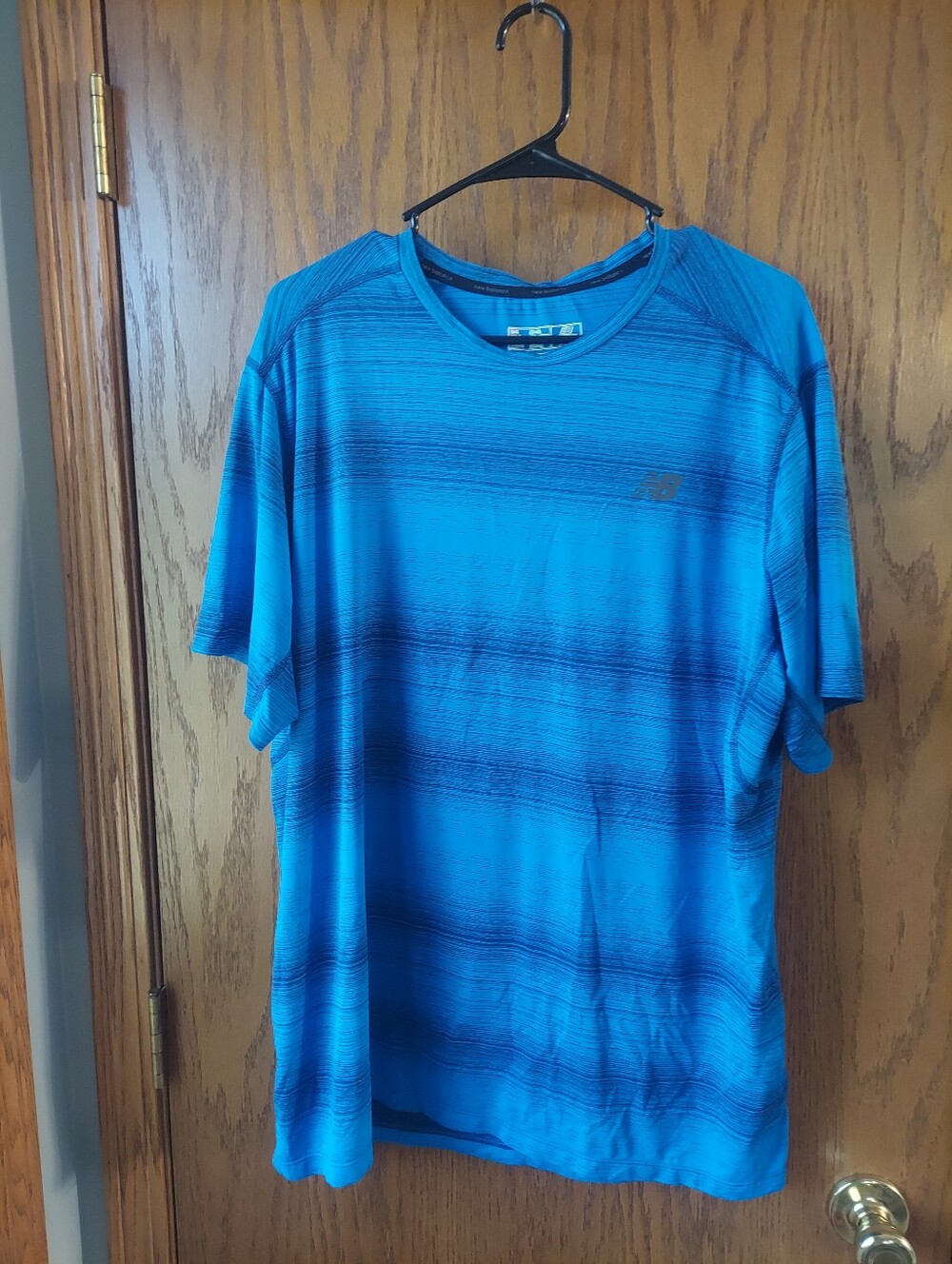 New Balance Men's XL Blue Space Dye Athletic Performance Running Shirt